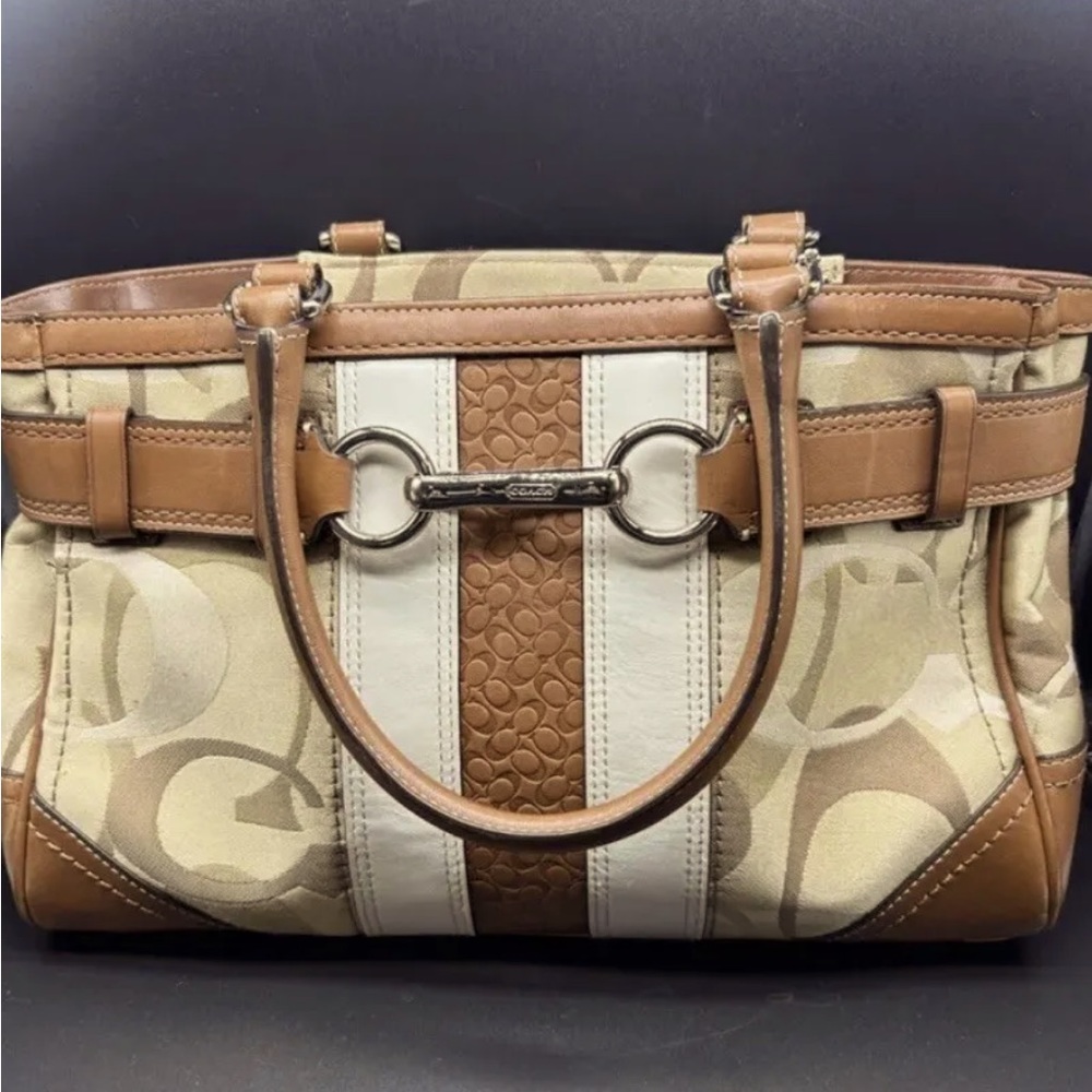 Beautiful Coach Hampton Signature Medium Carryall Beige Tan Purse Bag Y2K